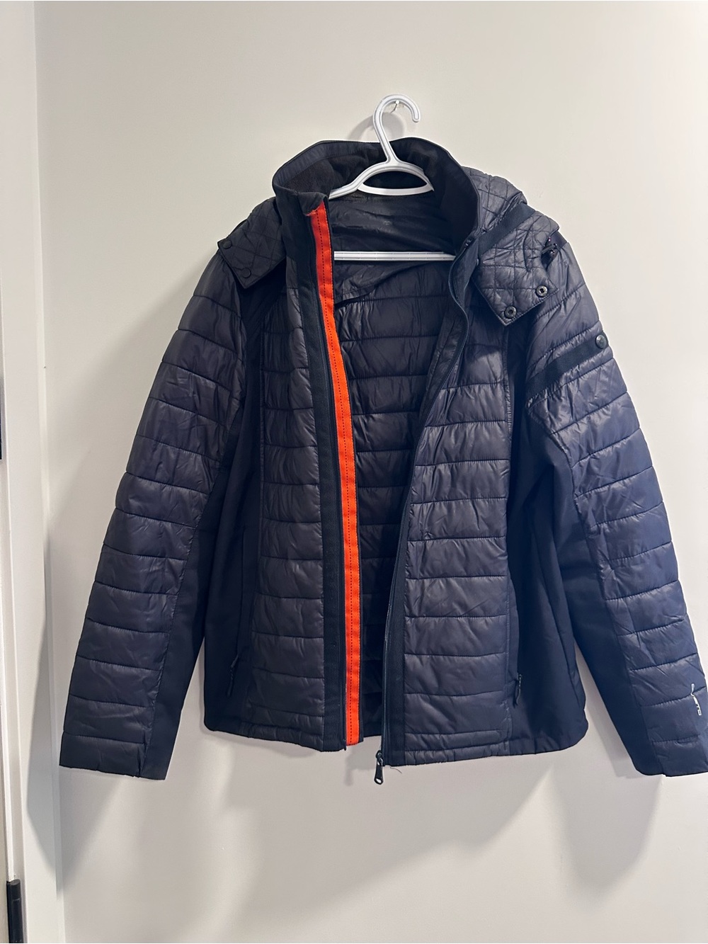 Speedo Dark Navy Puffer Jacket with Orange Trim